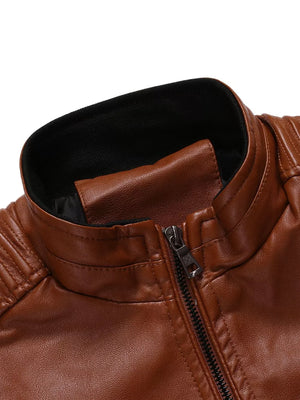 Men's Plus Size Zip Up Motorcycle Jacket in Black