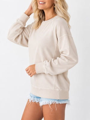 athleisure sweatshirt in Mocha with crew neck