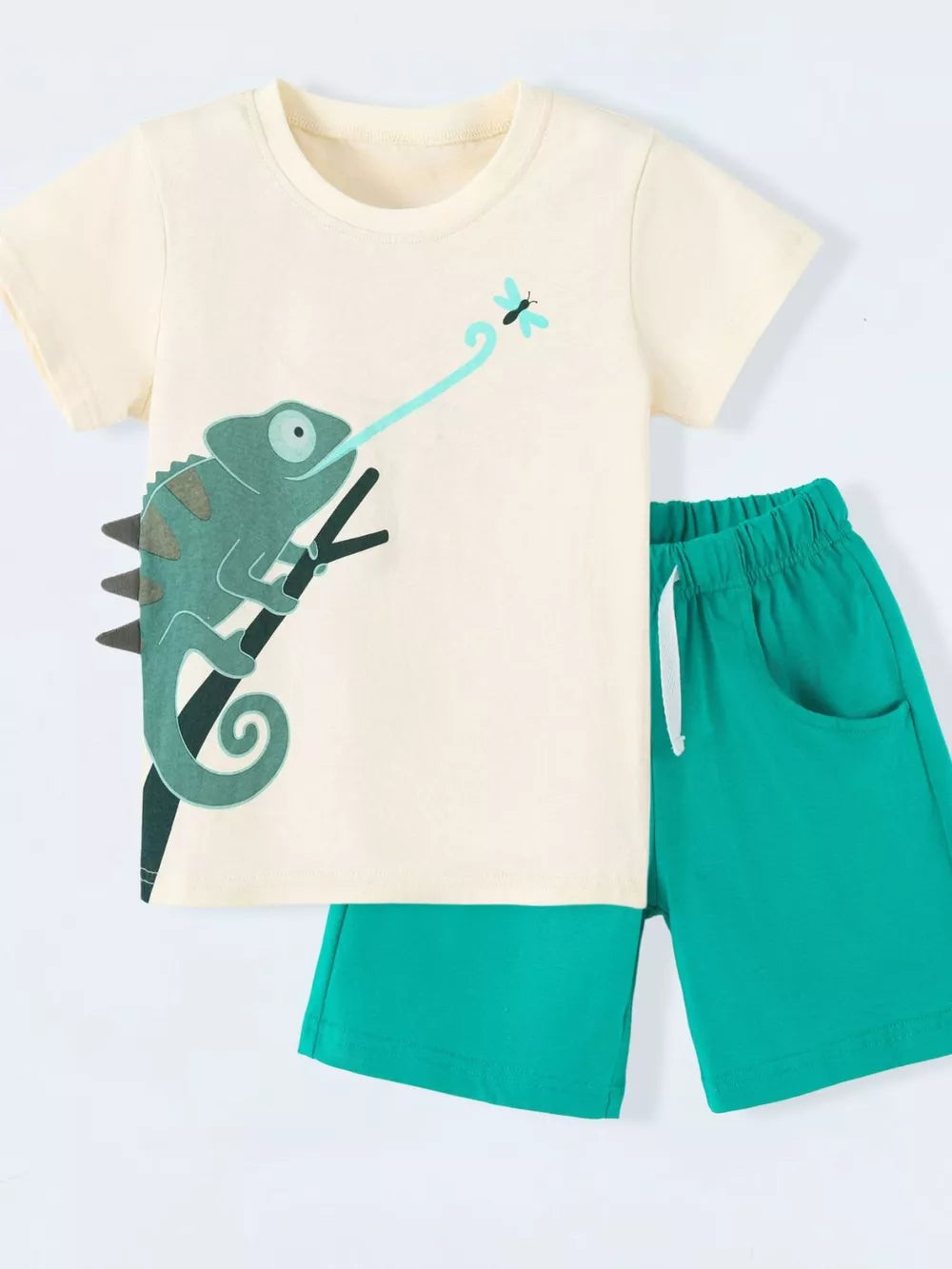 Children's Lizard Round Neck Tee & Shorts Set in this colorway