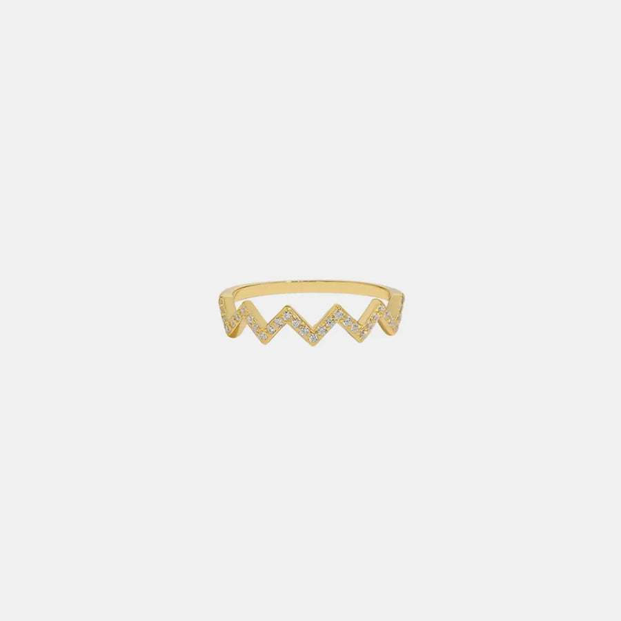Gold zigzag pavé band ring with clear stones