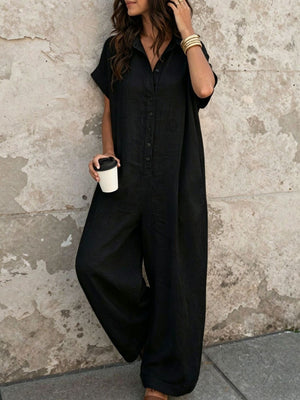 Dark Brown jumpsuit with full-length and button-front