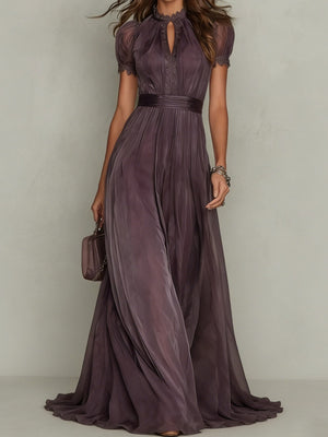 maxi dress in plum featuring lace detail and A-line fit