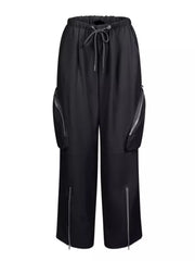 Drawstring Cargo Pants With Zipper Accents option 7