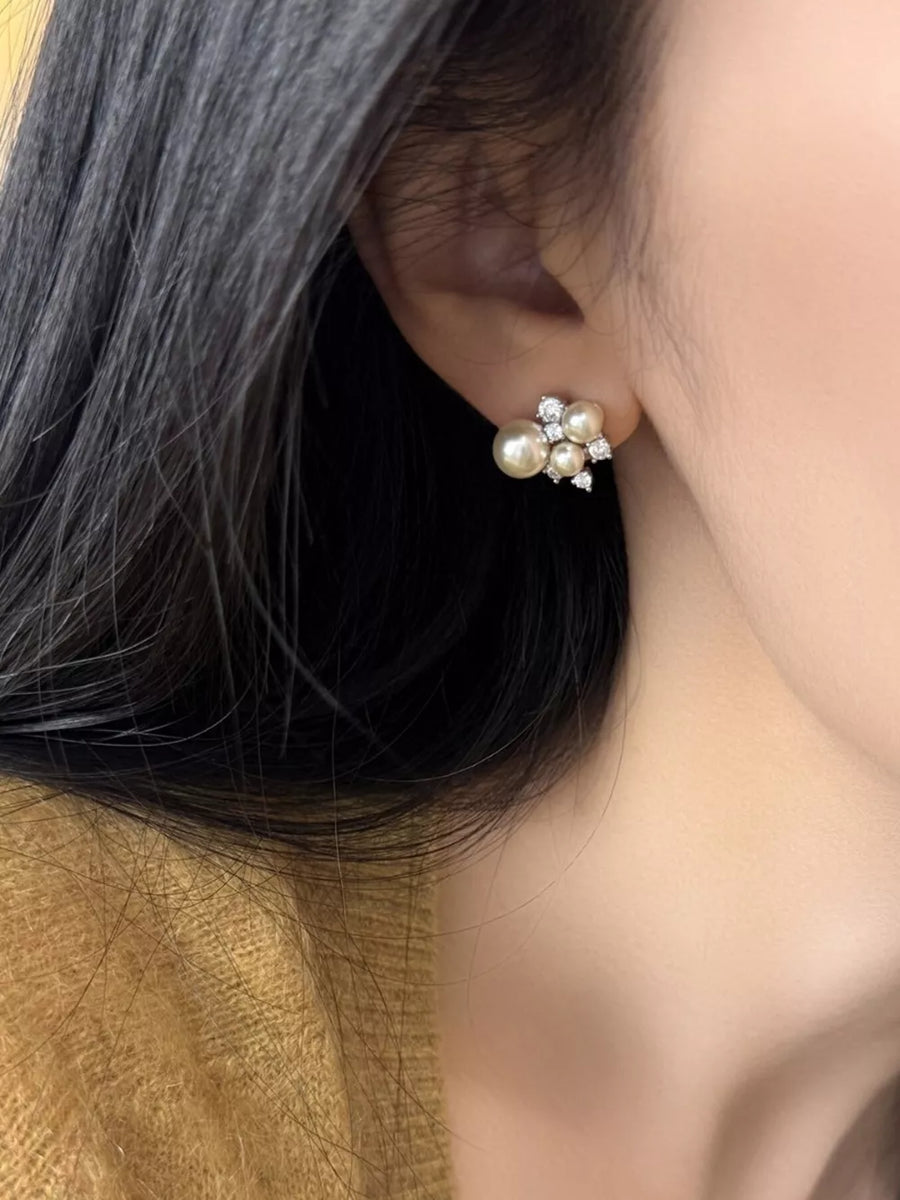 Synthetic Pearl,925 silver needle,Zircon Care instructions: Avoid wearing during earrings in Silver with regular silhouette
