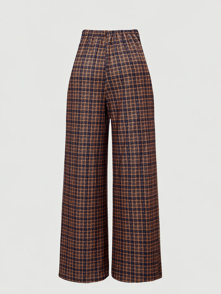 100% polyester Care instructions: Machine wash cold wide-leg pants in Brown with wide-leg silhouette