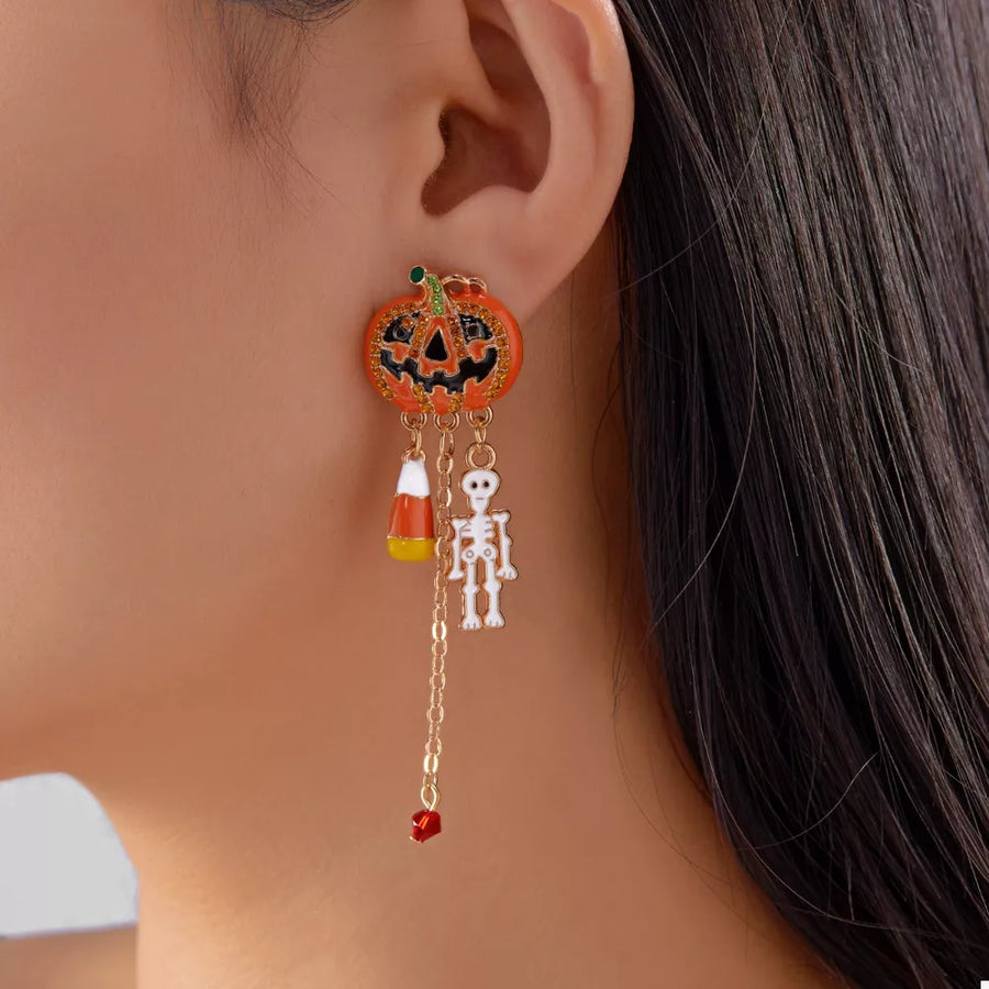 black earrings featuring drop design and novelty