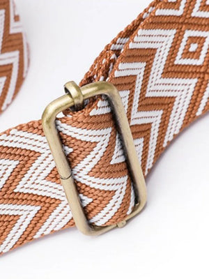 Terracotta and white geometric strap with antique brass buckle detail