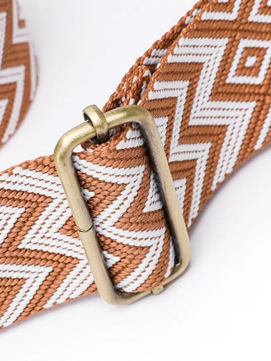 Terracotta and white geometric strap with antique brass buckle detail