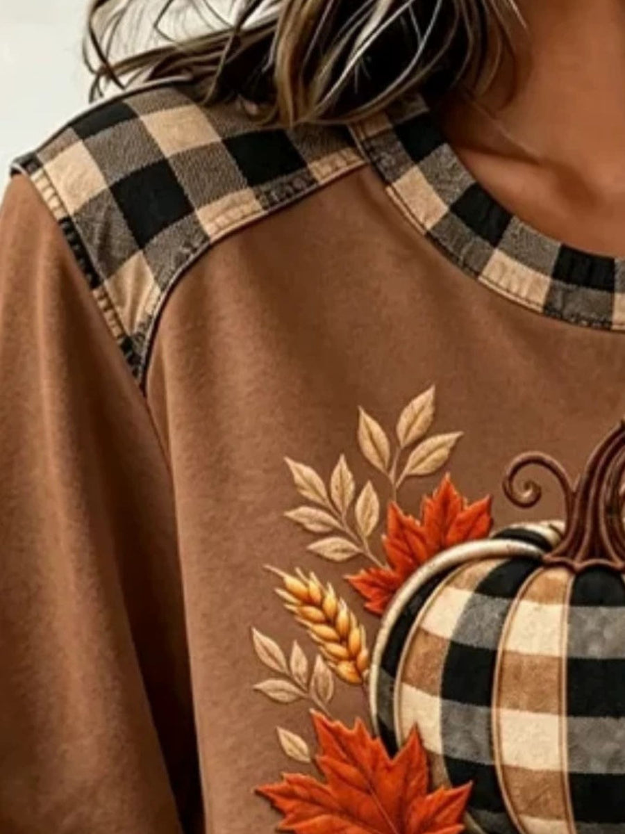 Caramel sweatshirt with hip-length and pullover