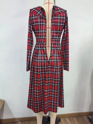 Burgundy midi dress with midi and back-zip