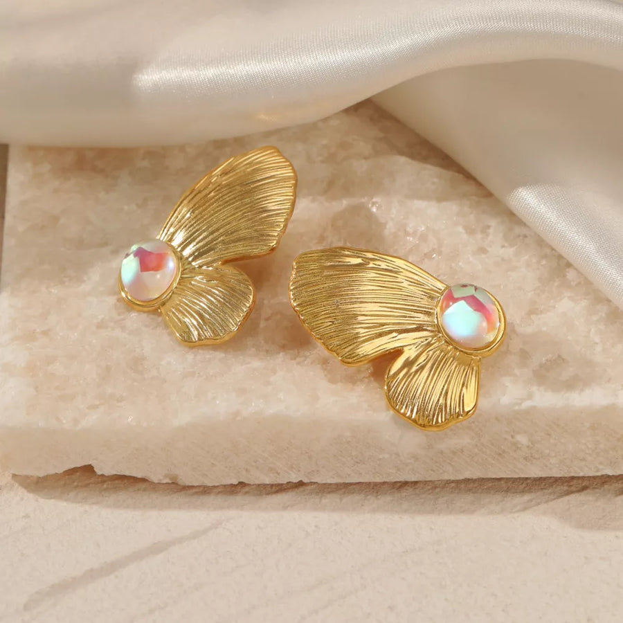 Gold earrings with short and post-back
