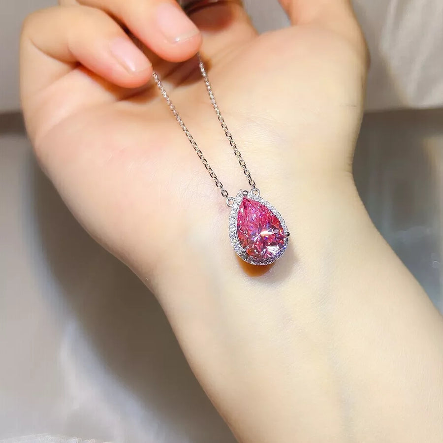 Sterling Silver Moissanite Pendant Necklace in this colorway