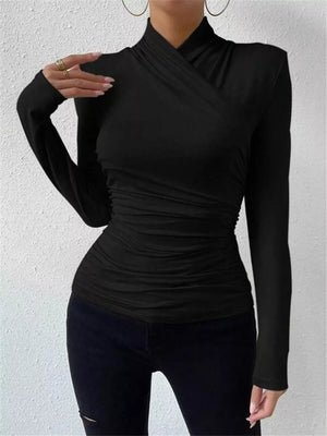 Ruched Long Sleeve Slim Fit Top option 8