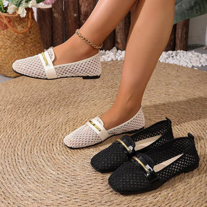loafers in ivory featuring square toe and loafer fit
