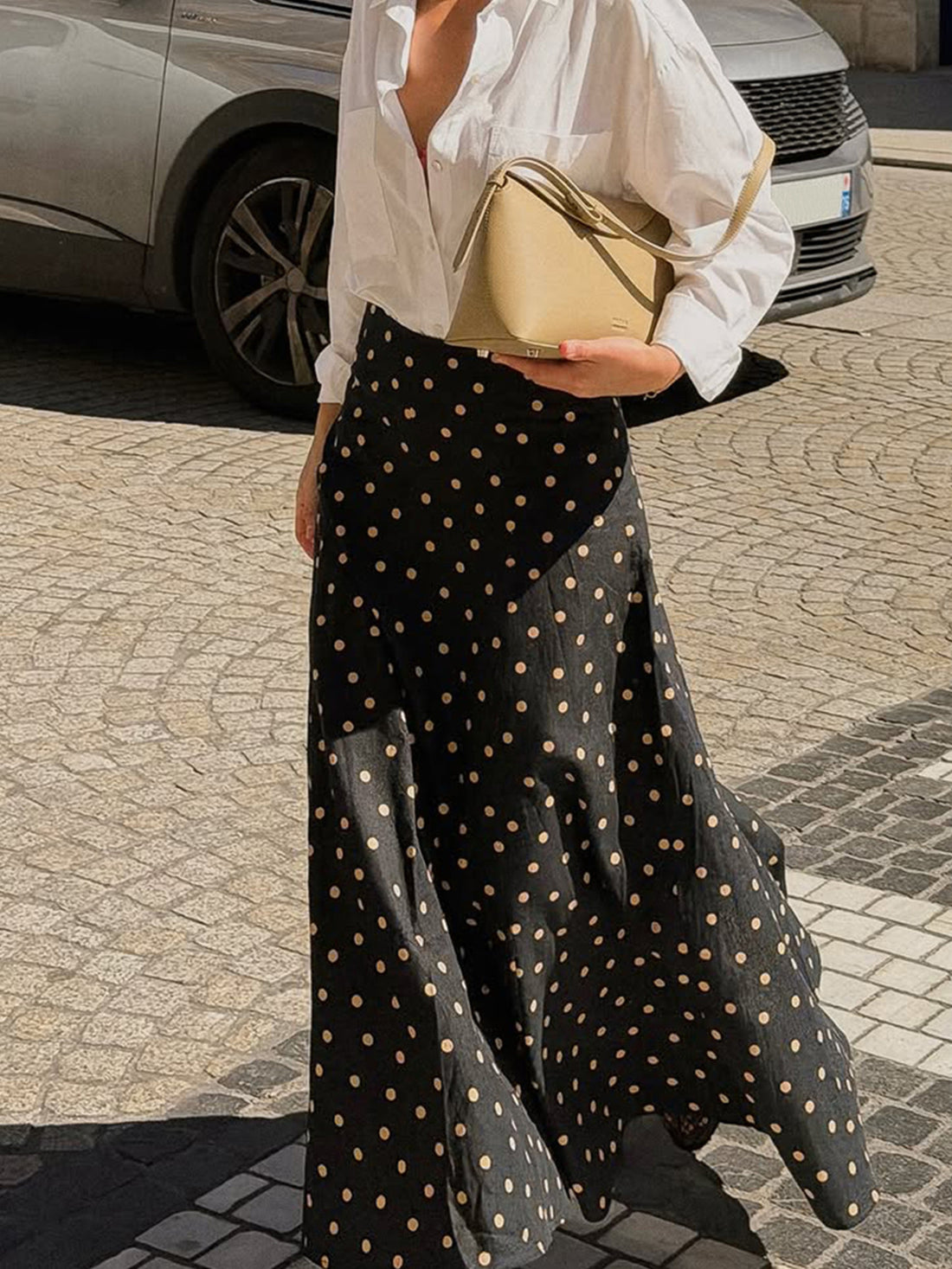 A-line skirt in black featuring high-waisted and A-line fit