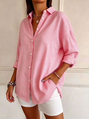 Red button-down shirt