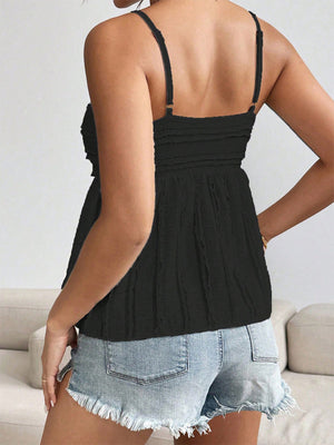 White Textured Sweetheart Neck Cami Top