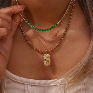 gold necklace featuring 18K gold-plated and zodiac