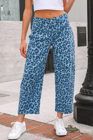 Leopard Print Barrel Leg Jeans option 7