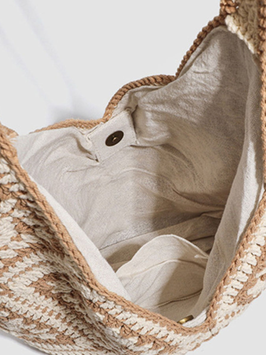 handbag featuring granny square in brown with Polyester Imported Size &amp texture