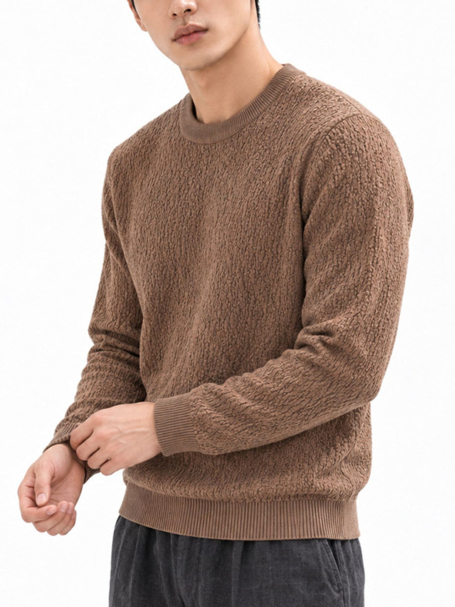 Royal Blue crewneck sweater with pullover and textured
