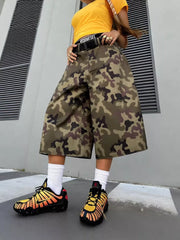 Camouflage Wide-leg Cropped Pants option 4