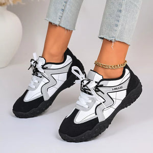 Round Toe Lace Up Sneakers in Blue