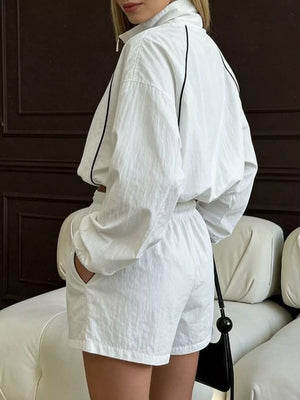 White Zip-up Long-sleeve Jacket