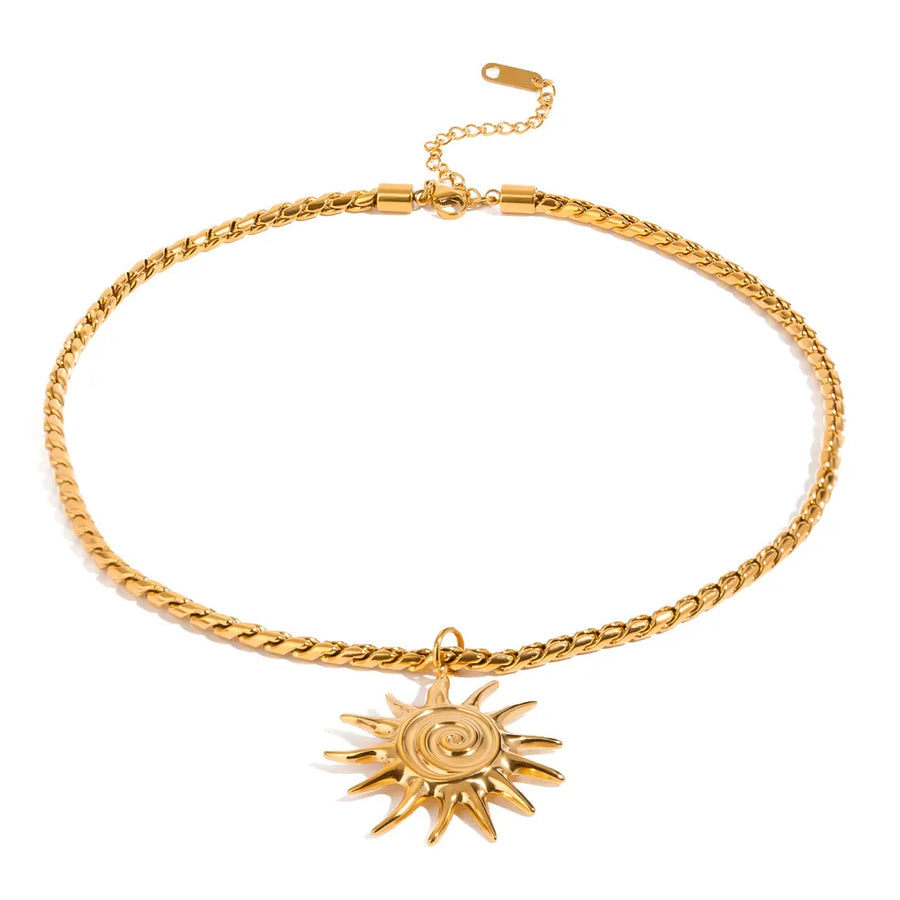 necklace in Gold with sunburst and adjustable chain