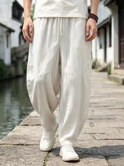 Men's Plus Size Loose Fit Sweatpants With Drawstring in Ivory