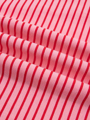 red lounge set with pullover and striped