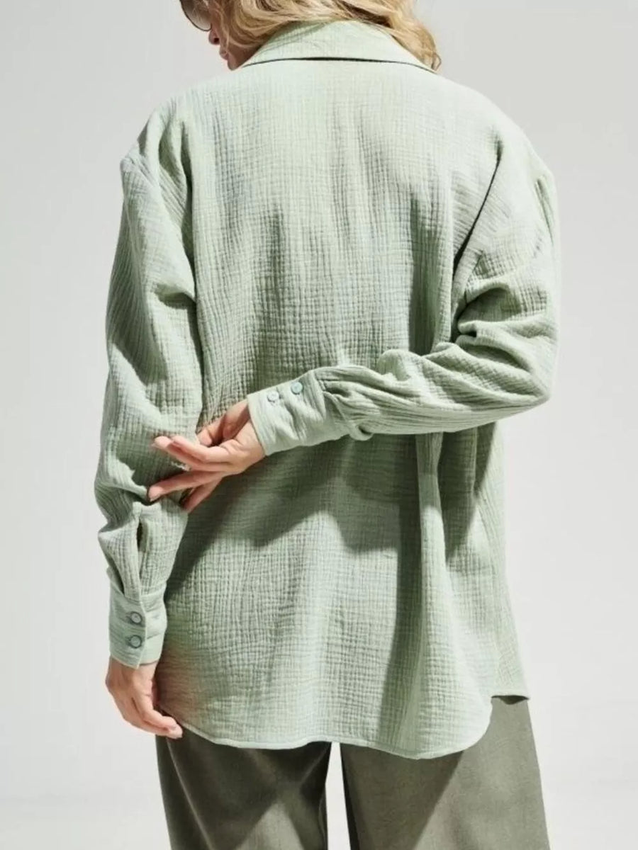 Light Green relaxed button-down shirt with collared