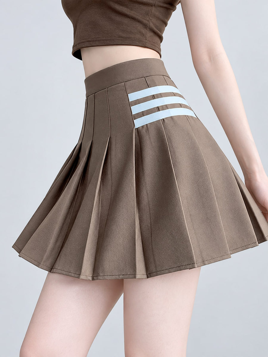 mini skirt in White [three Bars]] with striped and pleated