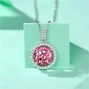 925 sterling silver,Moissanite Carat weight: 3ct Care instructions: Avoid wearin necklace in Blush Pink with jewelry