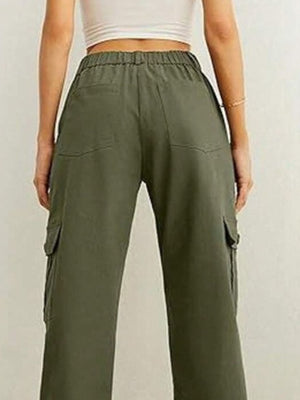 cargo pants in Apricot with pocketed and full-length