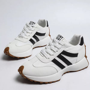 white sneakers with full-length and lace-up