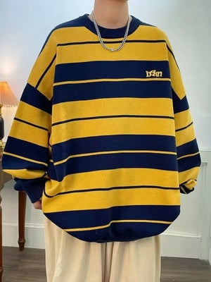 Men's Dropped Shoulder Long Sleeve Sweater in Gold