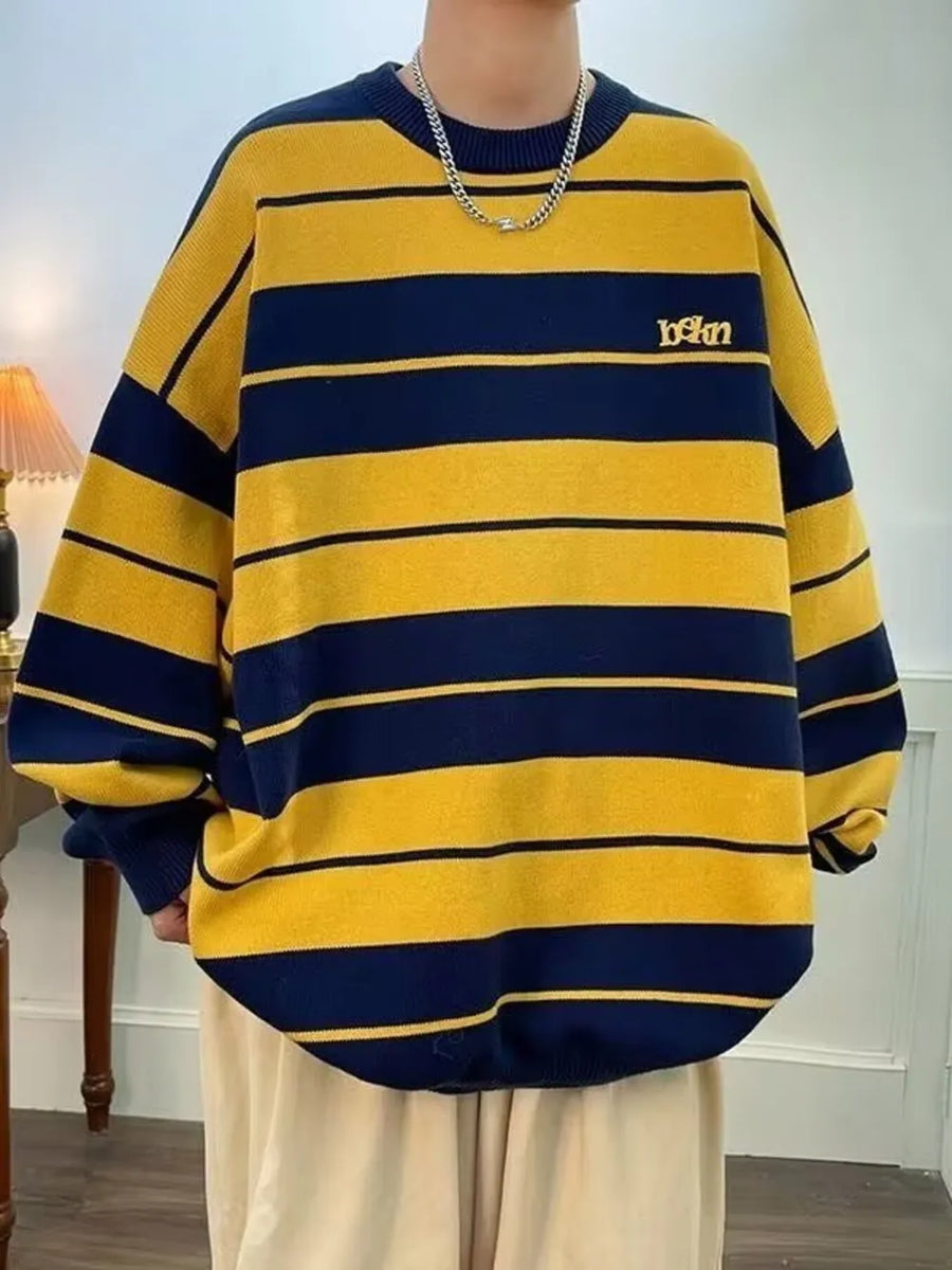 Men's Dropped Shoulder Long Sleeve Sweater in Gold