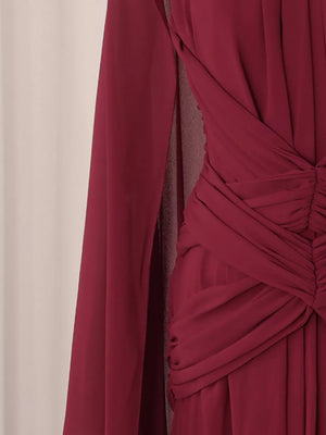 Ruched Halter Neck Cape Maxi Dress option 10
