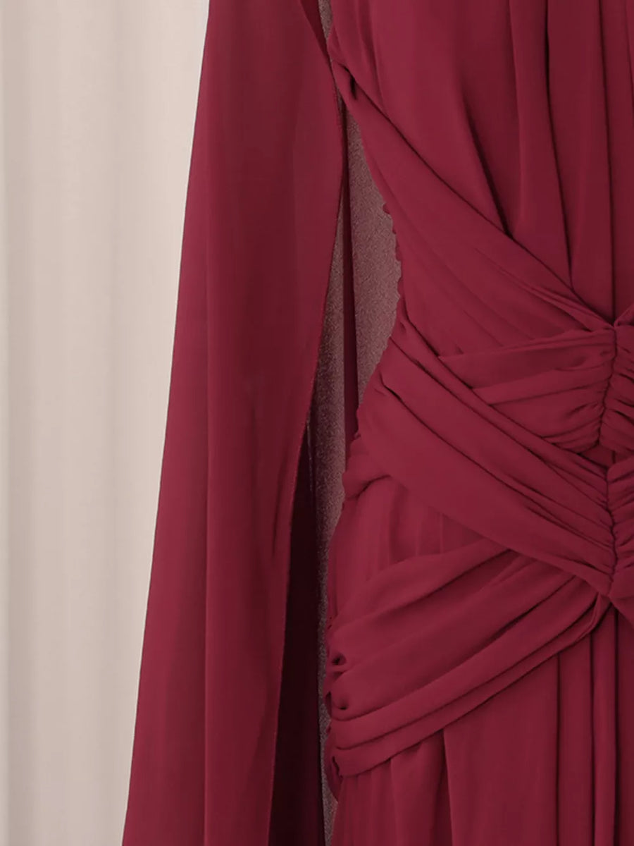 Ruched Halter Neck Cape Maxi Dress option 10