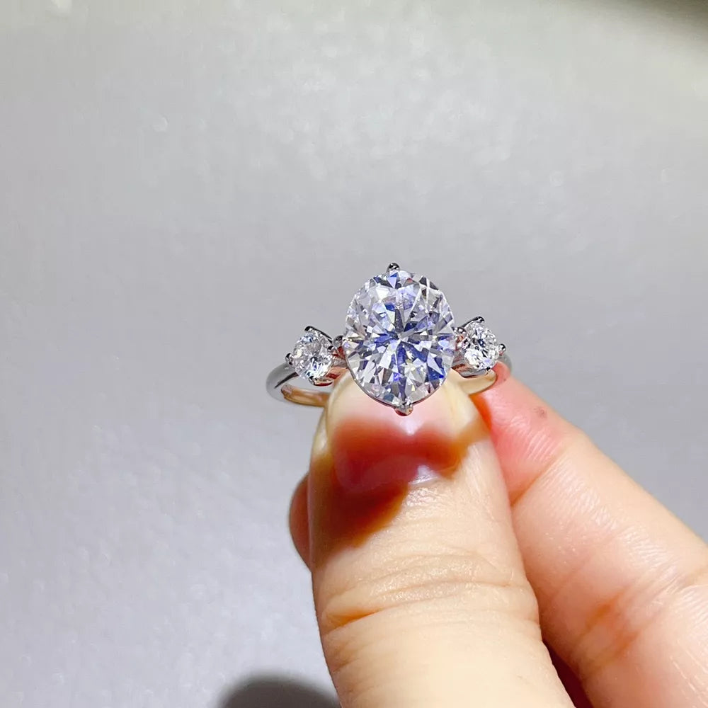 5 Carat Moissanite 925 Sterling Silver Ring in Turquoise with moissanite stones