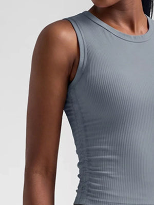 athletic tank in Pastel Yellow with ribbed and ribbed