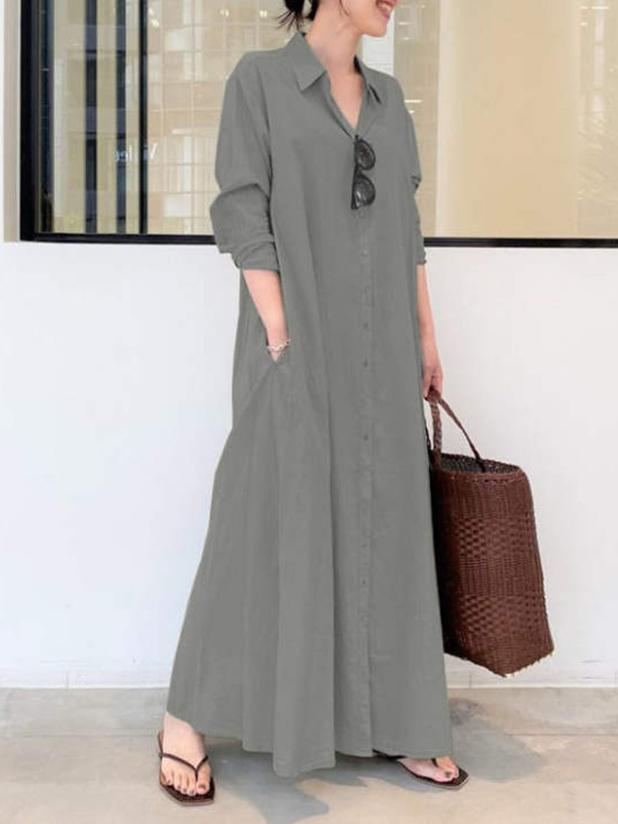 classic shirt dress in Olive Green with collared