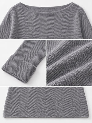 classic pullover sweater in Chestnut Brown with boat neck