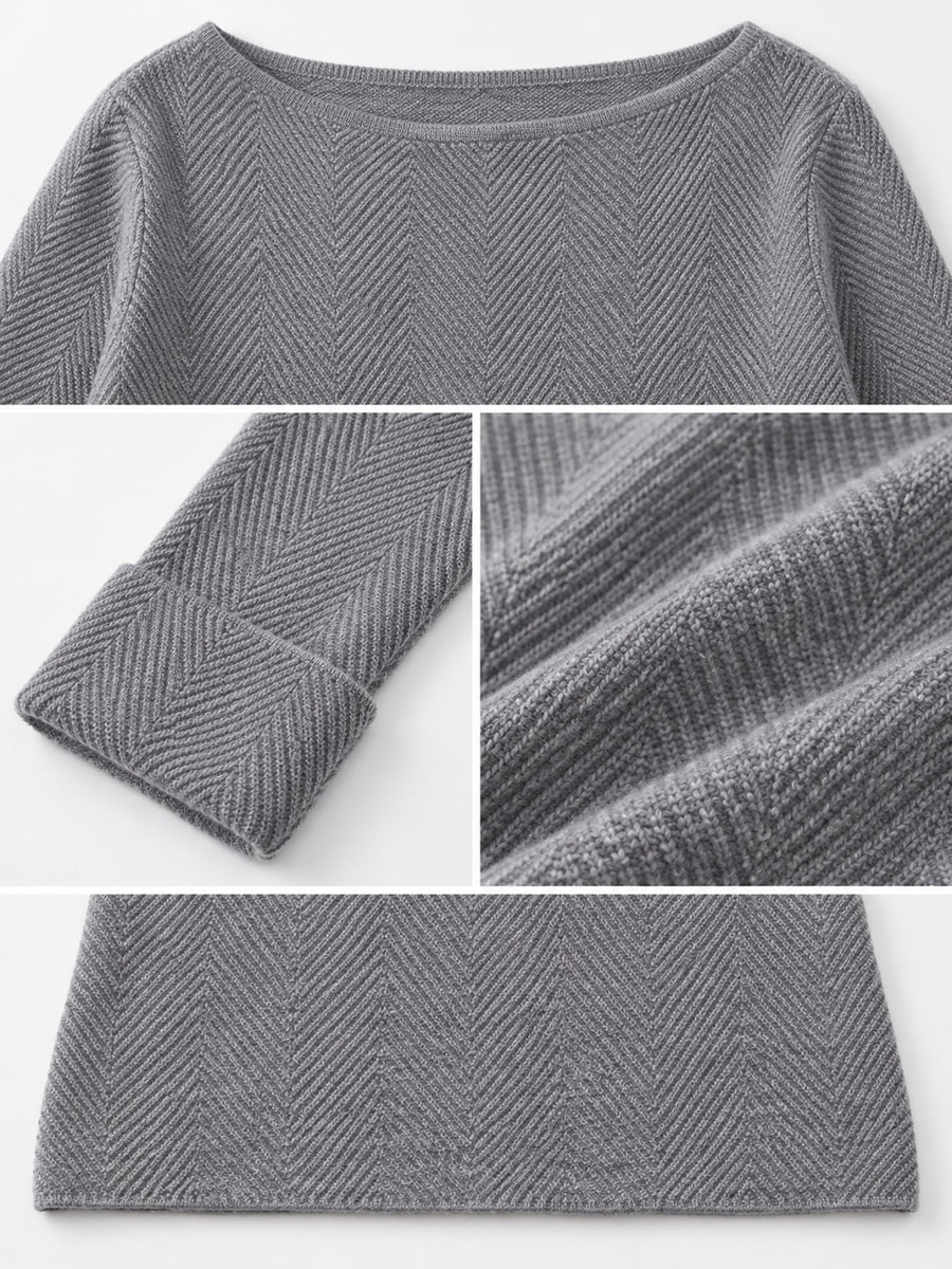 classic pullover sweater in Chestnut Brown with boat neck