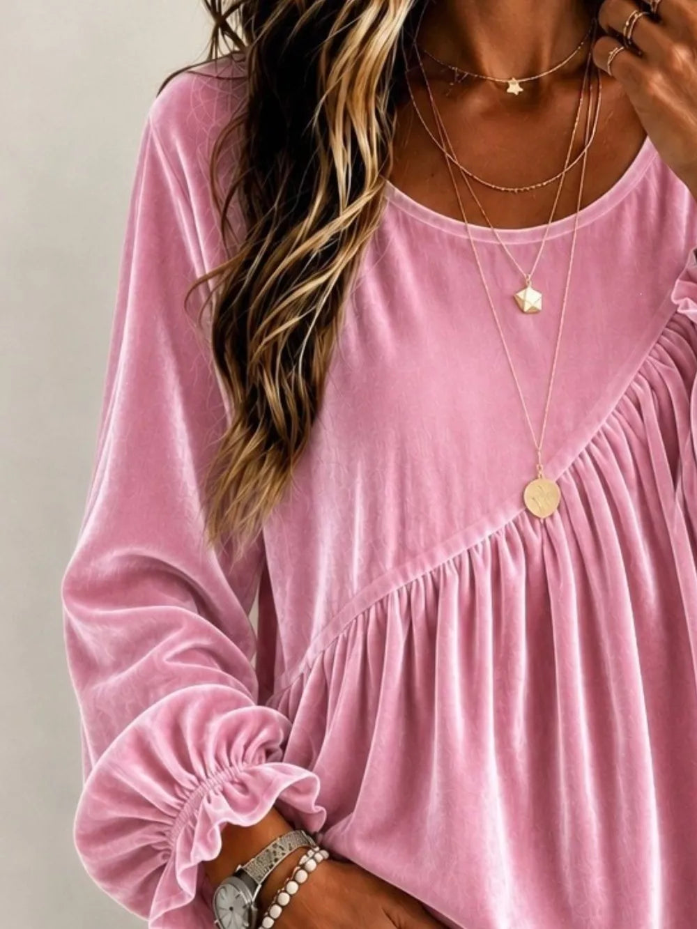 100% polyester Care instructions: Machine wash cold blouse in Pink with relaxed silhouette