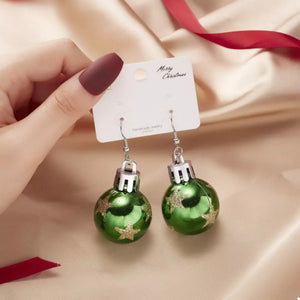 Dark Green earrings with short and hook-and-eye