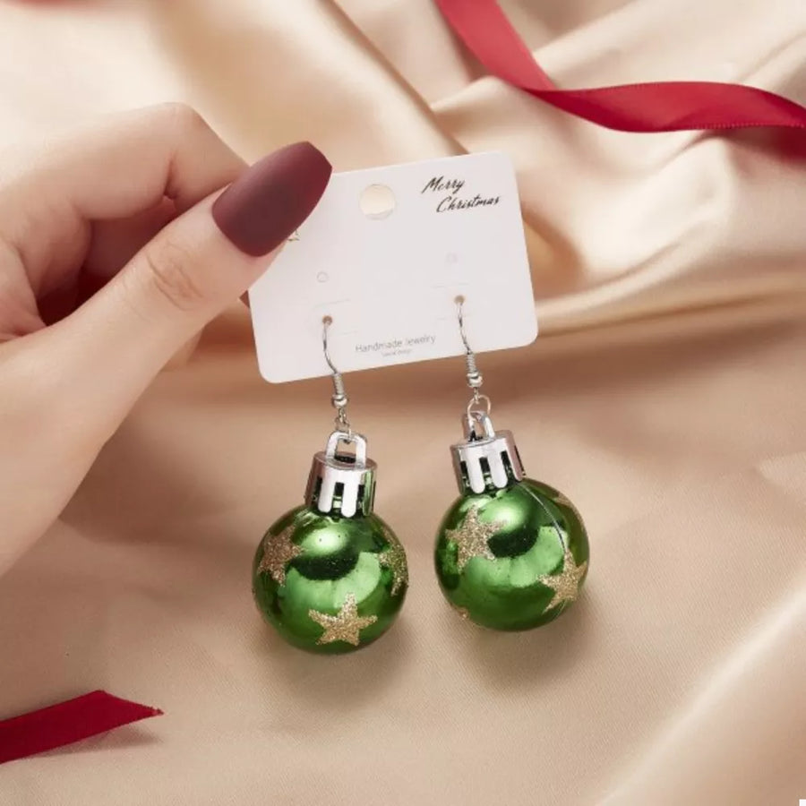 Dark Green earrings with short and hook-and-eye
