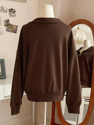 sweatshirt in Burgundy with zipper and hip-length