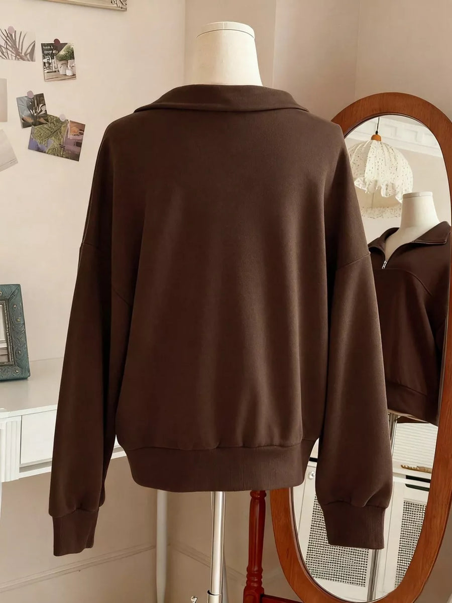 sweatshirt in Burgundy with zipper and hip-length